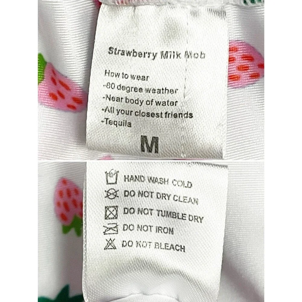 Strawberry Milk Mob Bikini Set M Top Bottom Mix Match Strawberry Print Cheeky